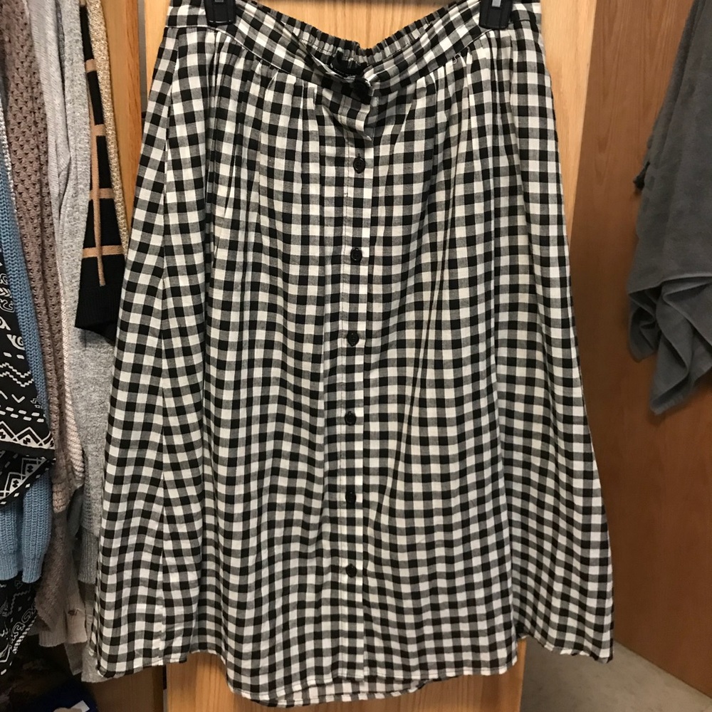 Plaid Button Down Midi Skirt