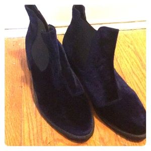 Never worn ASOS blue velvet Chelsea boots.