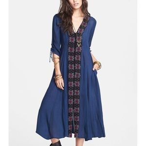 Free People Journey Horizon Embroidered Midi Dress