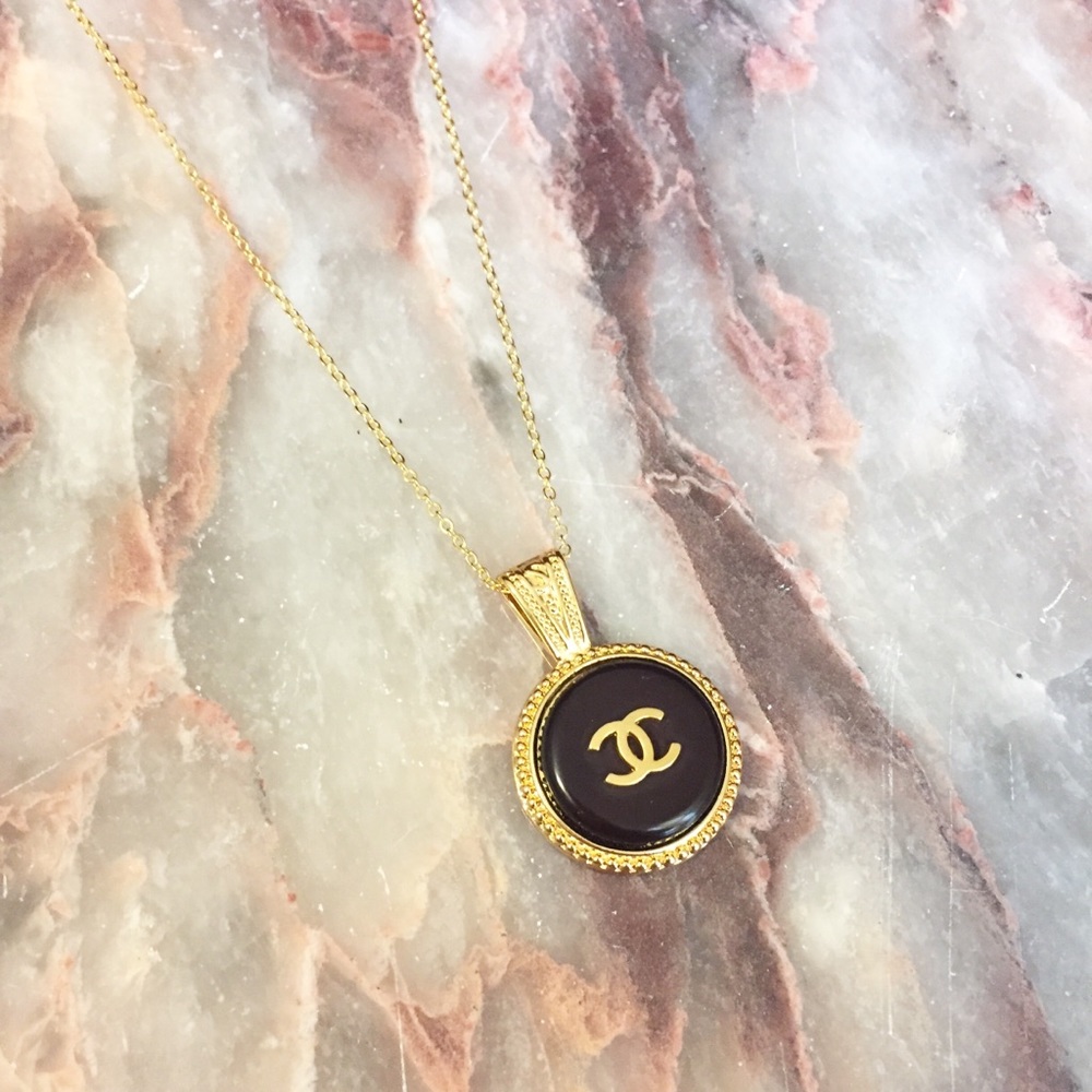 Designer CC Button Necklace