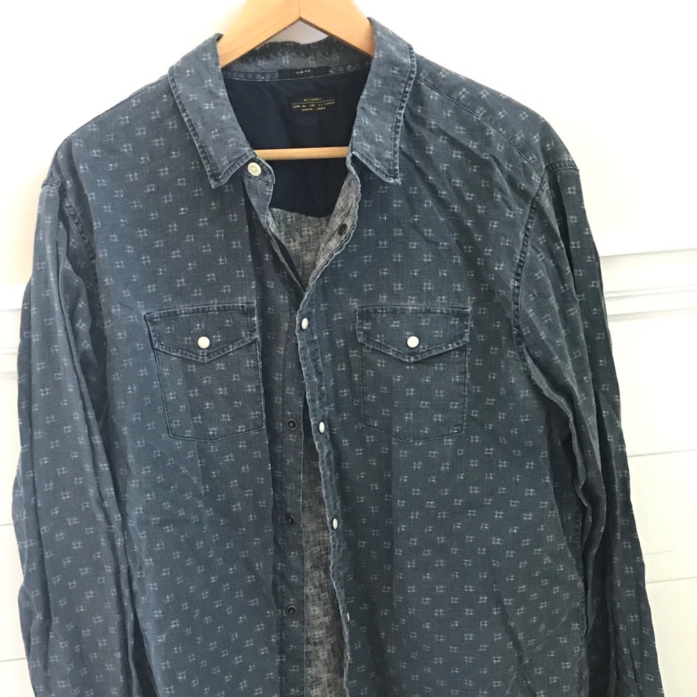 Men’s blue all saints snap down