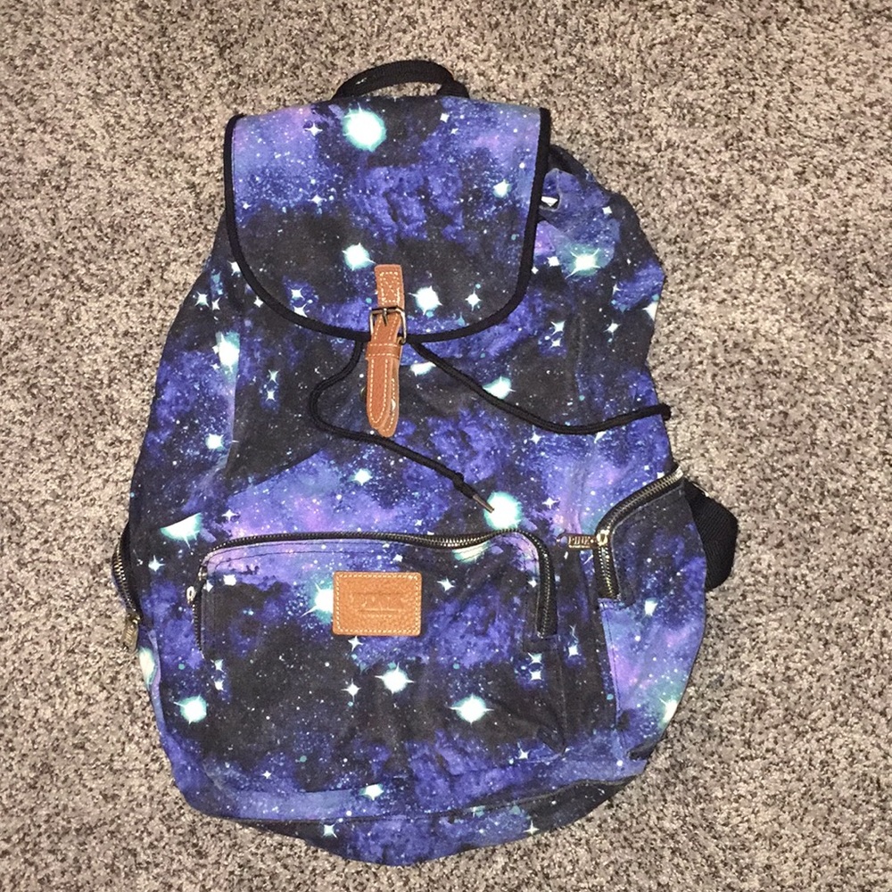 Pink galaxy print backpack