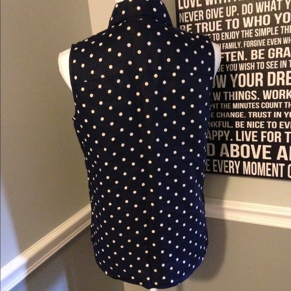 Ralph Lauren Navy Polka Dot Sleeveless Top - Picture 2 of 3