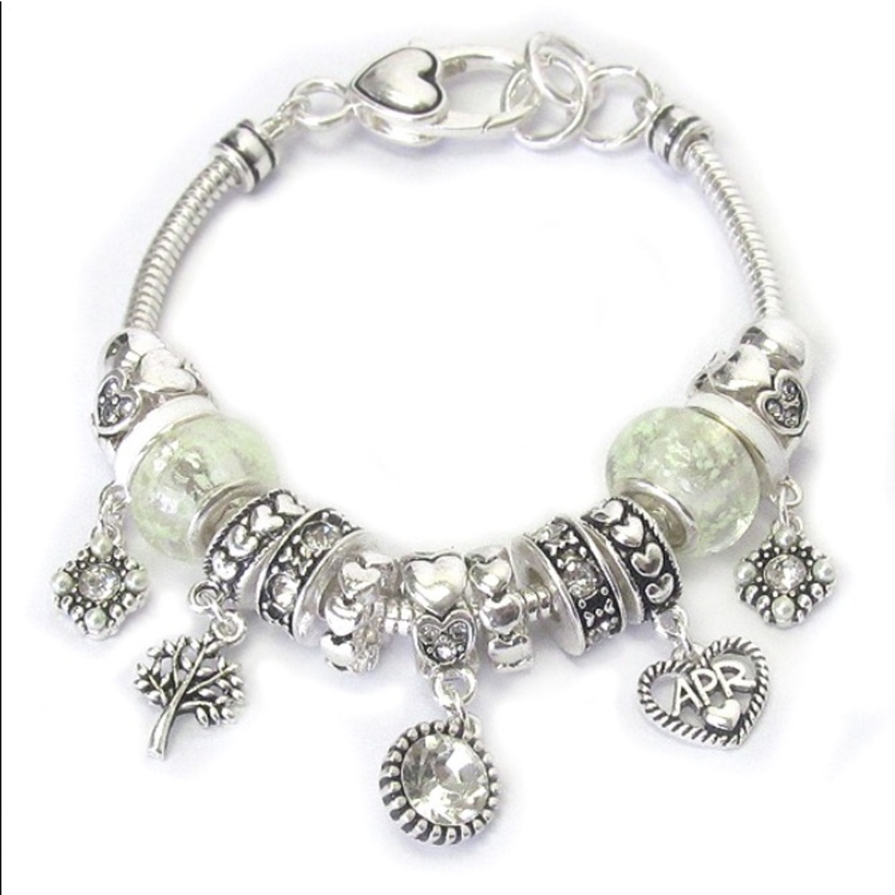 Birthstone theme multi ring bracelet - April