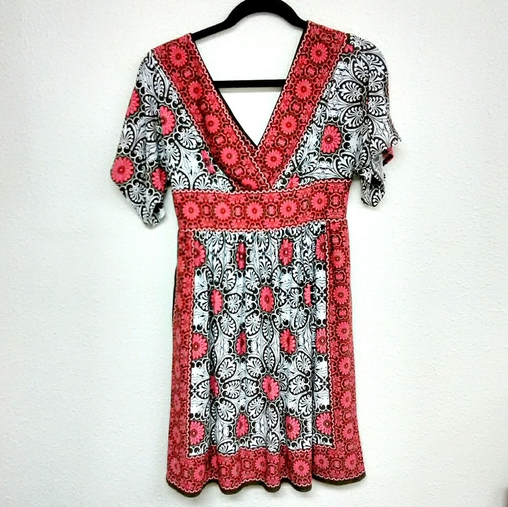 New Directions Pink/Brown Paisley Print Dress 8P