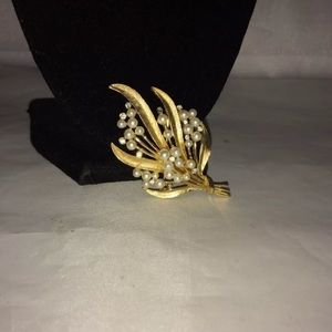 SOLD Vtg. Crown Trifari Faux Pearl Bouquet Brooch