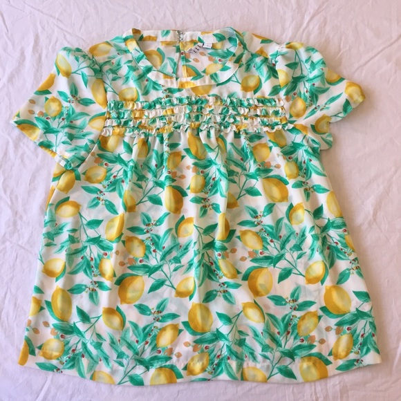 Elle Tops - .Elle. Lemon print ruffle blouse