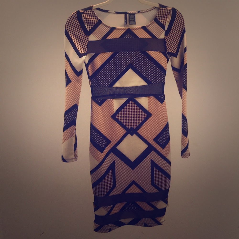 Tan Mesh Pencil Dress