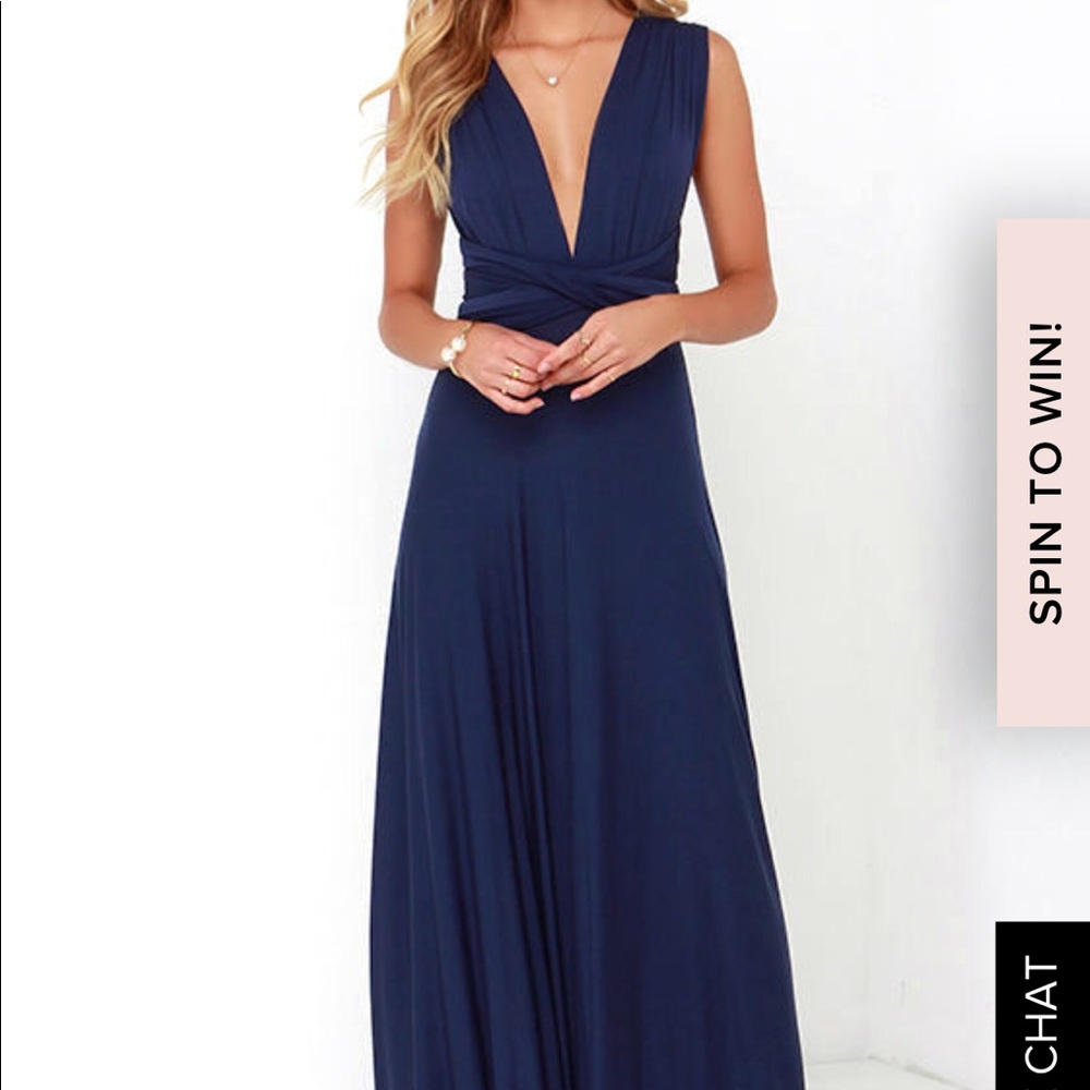 Navy Low Cut Long Dress
