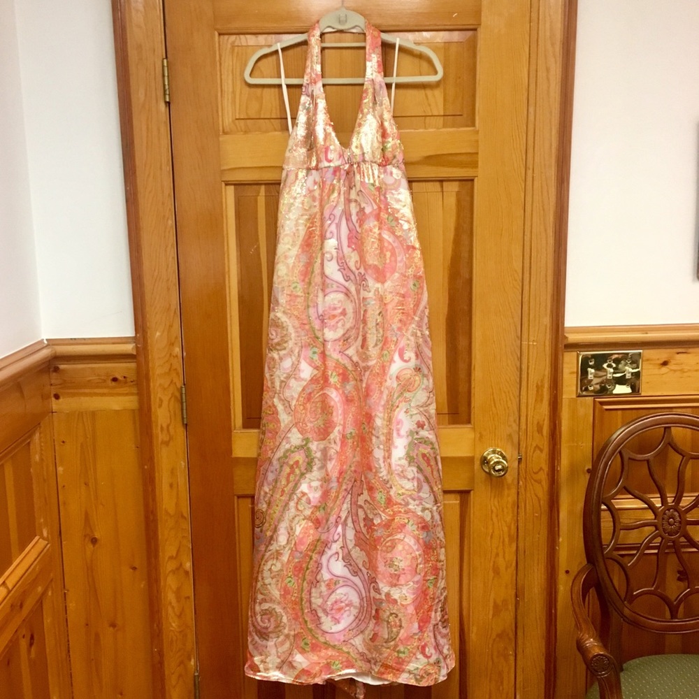 Tibi Iridescent Halter Gown