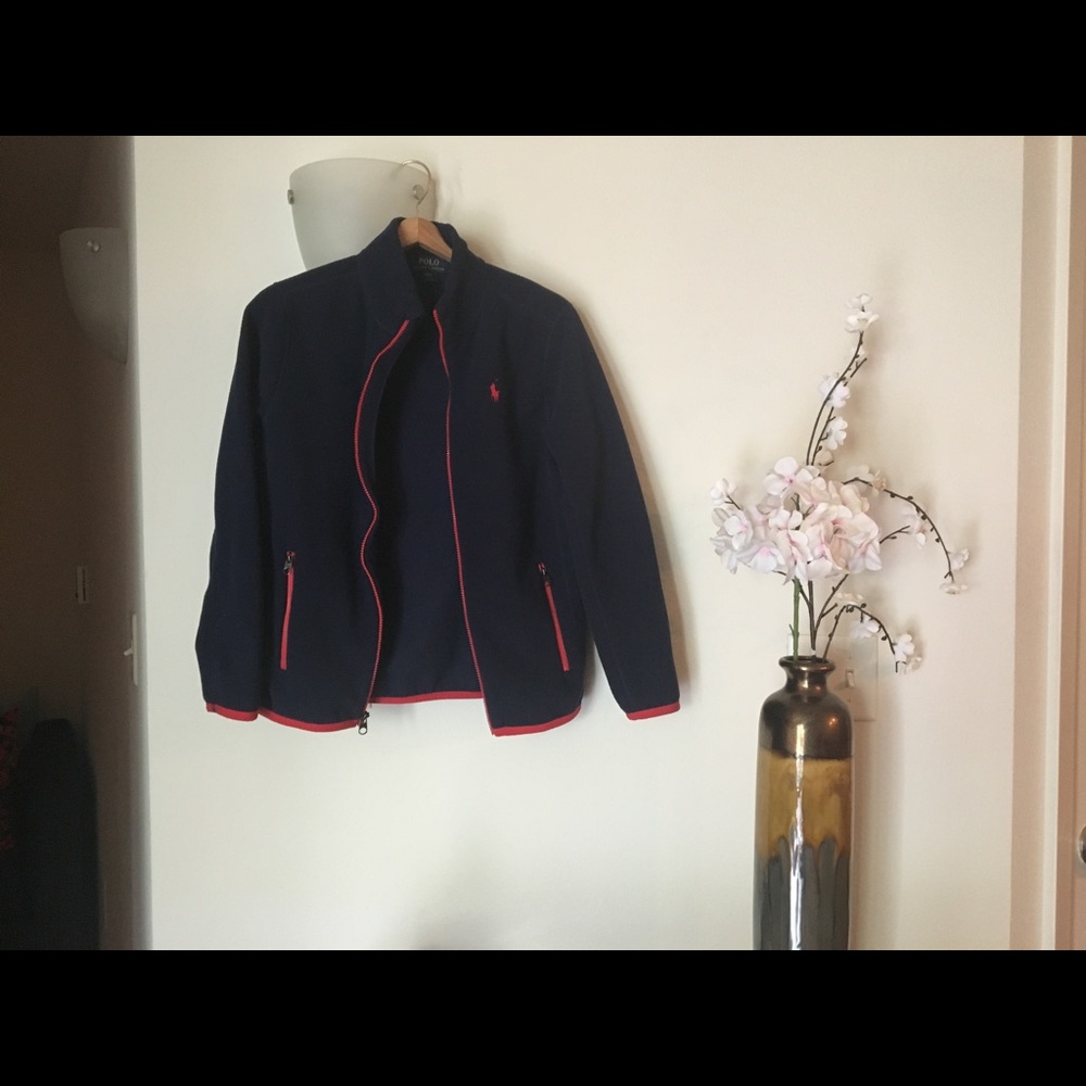 Ralph Lauren NAVY FLEECE! So soft- red piping!