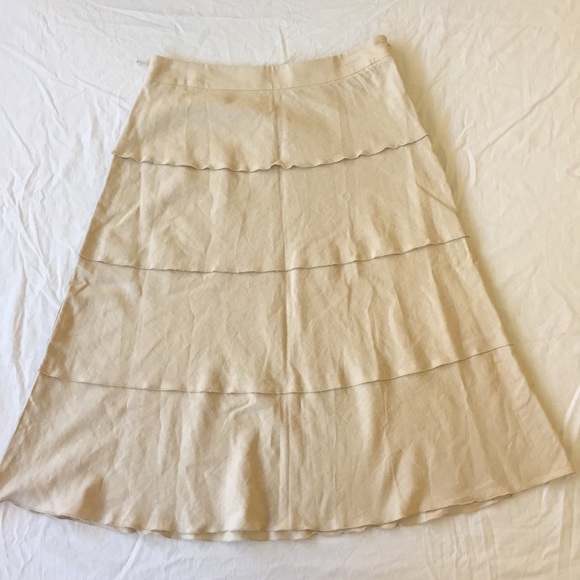 Harve Benard Dresses & Skirts - .Harve Benard. Tiered linen-blend beige skirt