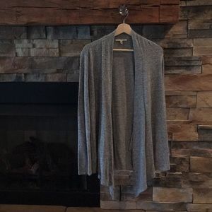 Express One Eleven Heathered Grey Open Cardigan