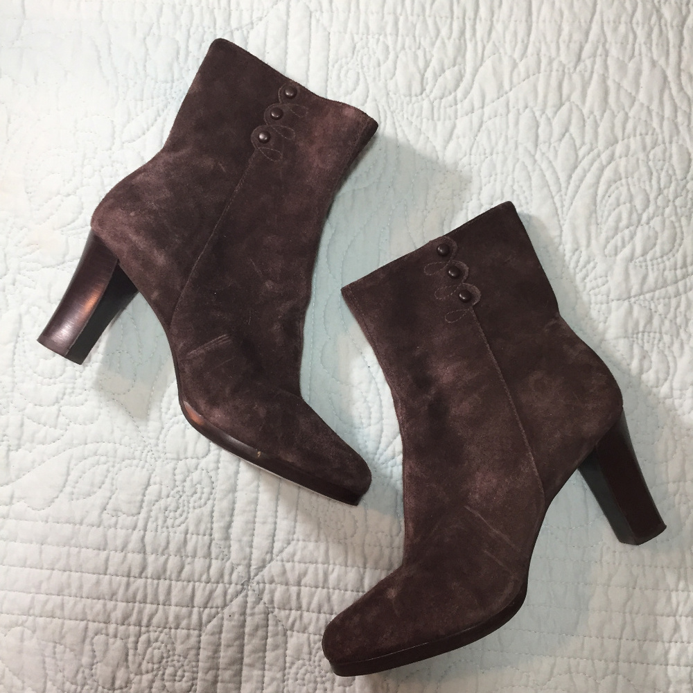 Ann Taylor LOFT Dark Brown Suede Booties