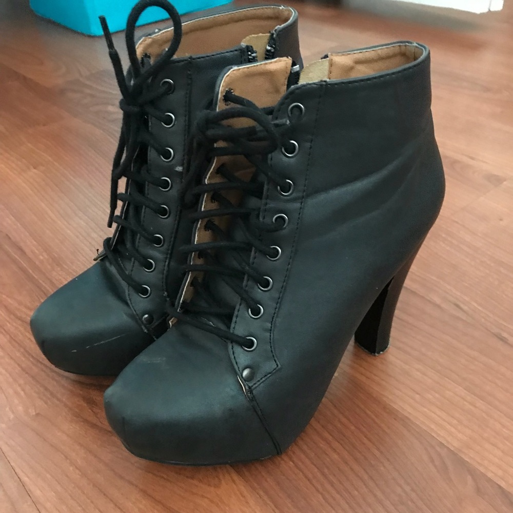 Black lace up heels