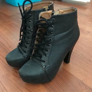 Black lace up heels
