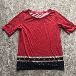 LOFT red and black patterned tee - size small