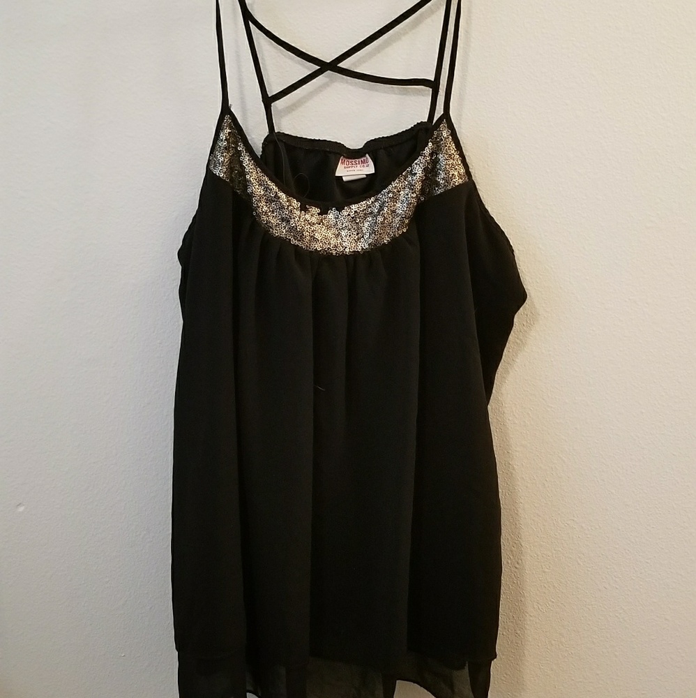 Black and gold sequin tank top