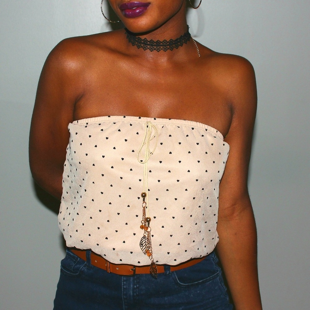 Sexy Papaya Tube Top with Feather Jewelry