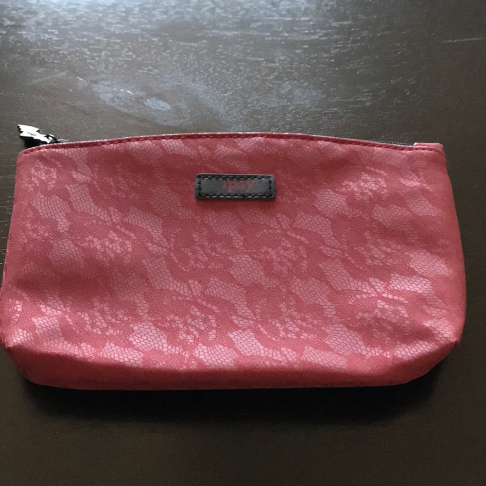 Burgandy lace black bat makeup bag