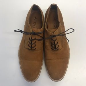 ALDO Mens Brown Leather Lace-Up Derby Shoe sz.9.5