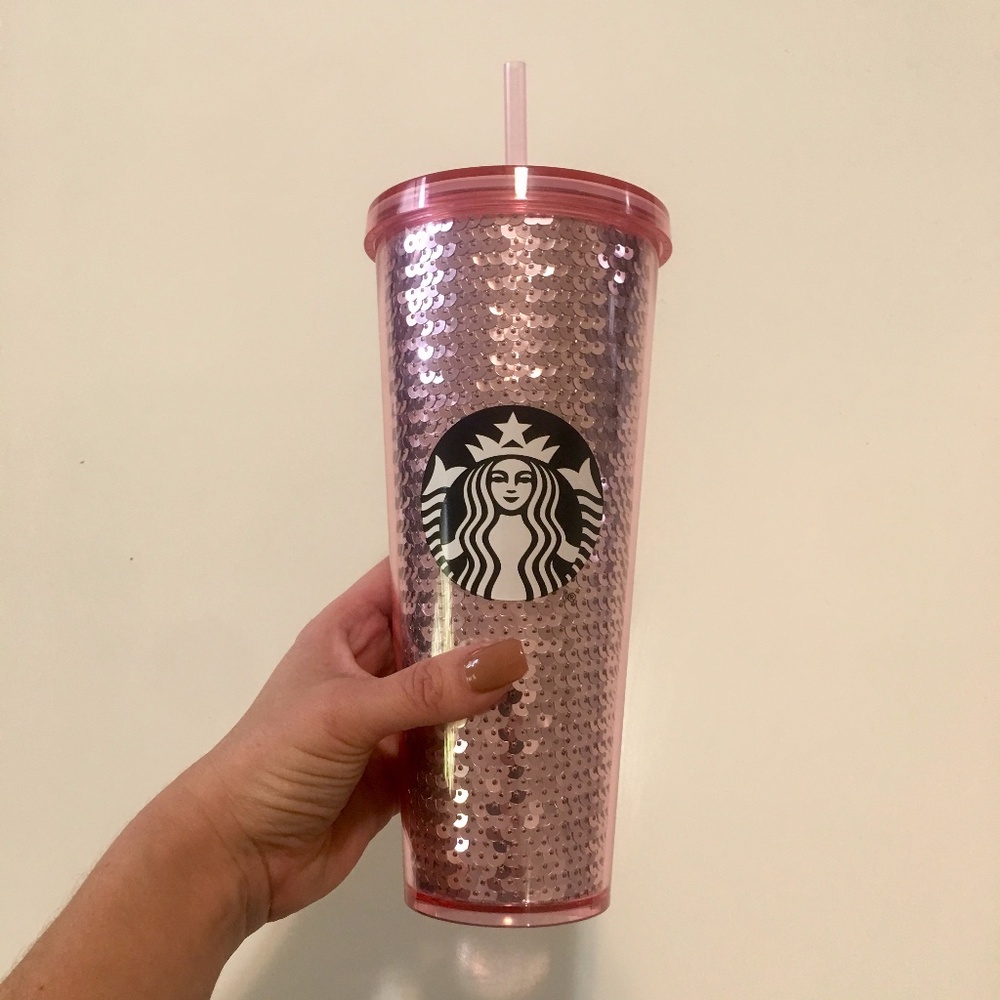 NWT Rose Gold Sequin Starbucks Cup Tumbler