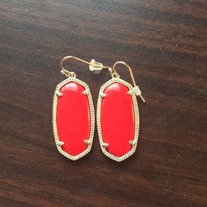 Kendra Scott Elle Drop Earrings bright red
