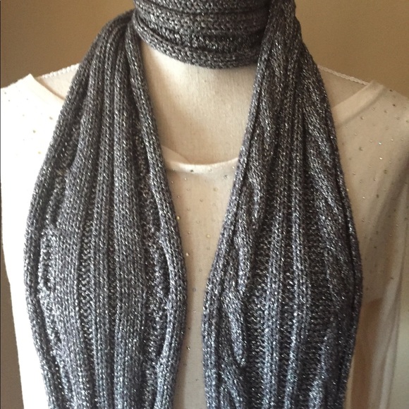 REDUCED J Crew Silver Knit Scarf w/metallic thread - Picture 3 of 6