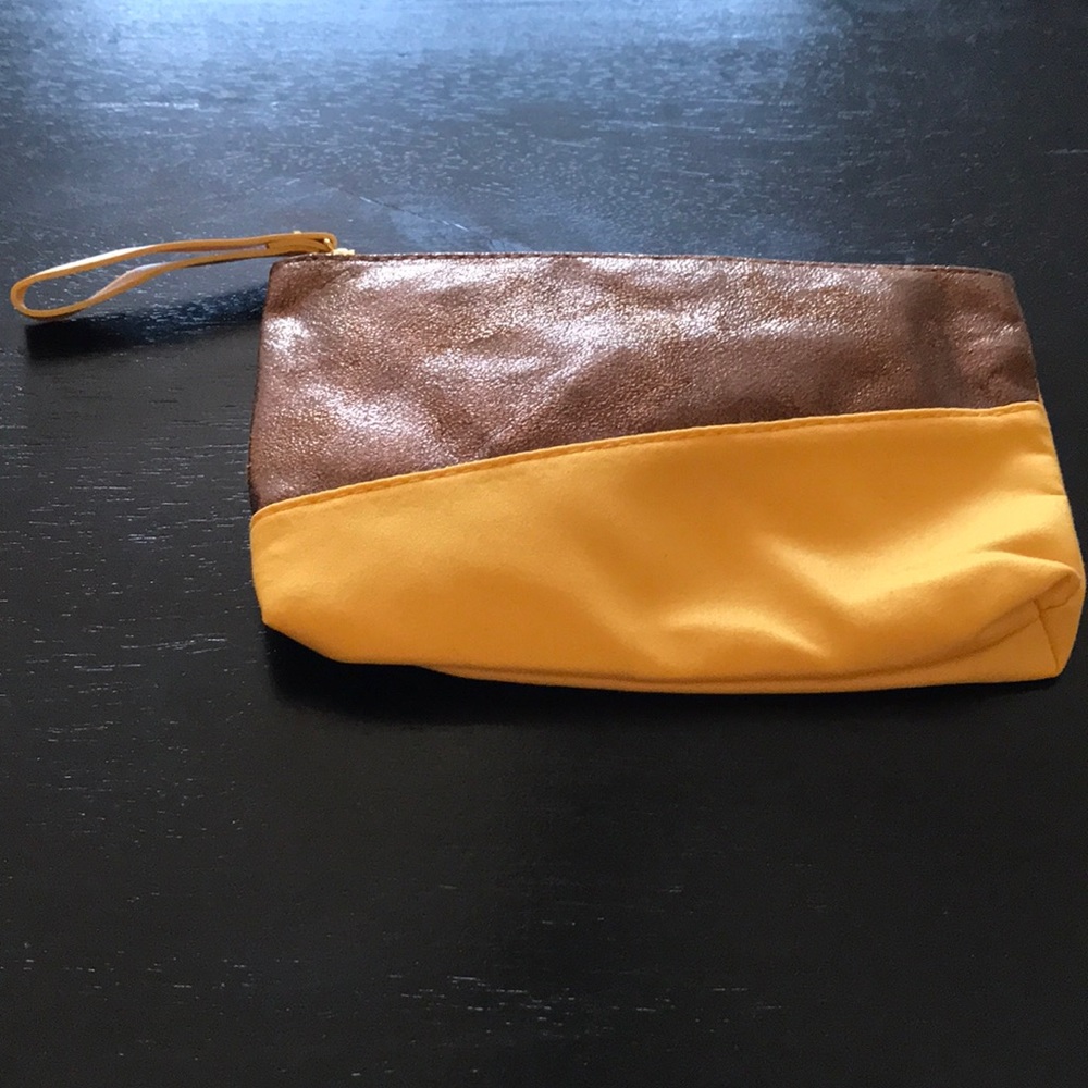 Bronze and gold makeup bag