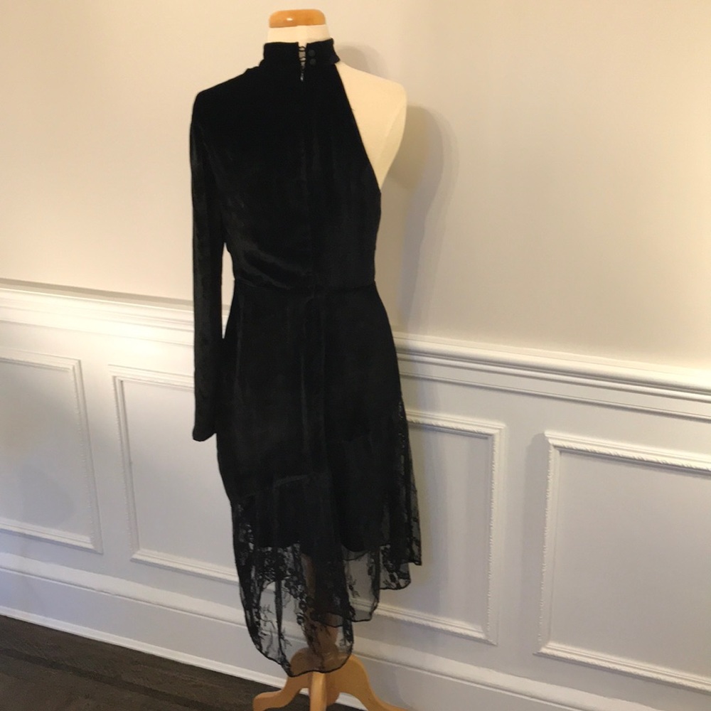 NWOT Parker Black Velvet And Lace Asymmetric Dress - Picture 4 of 6