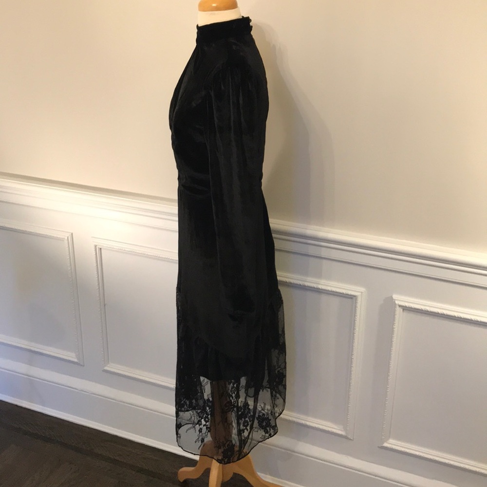 NWOT Parker Black Velvet And Lace Asymmetric Dress - Picture 3 of 6