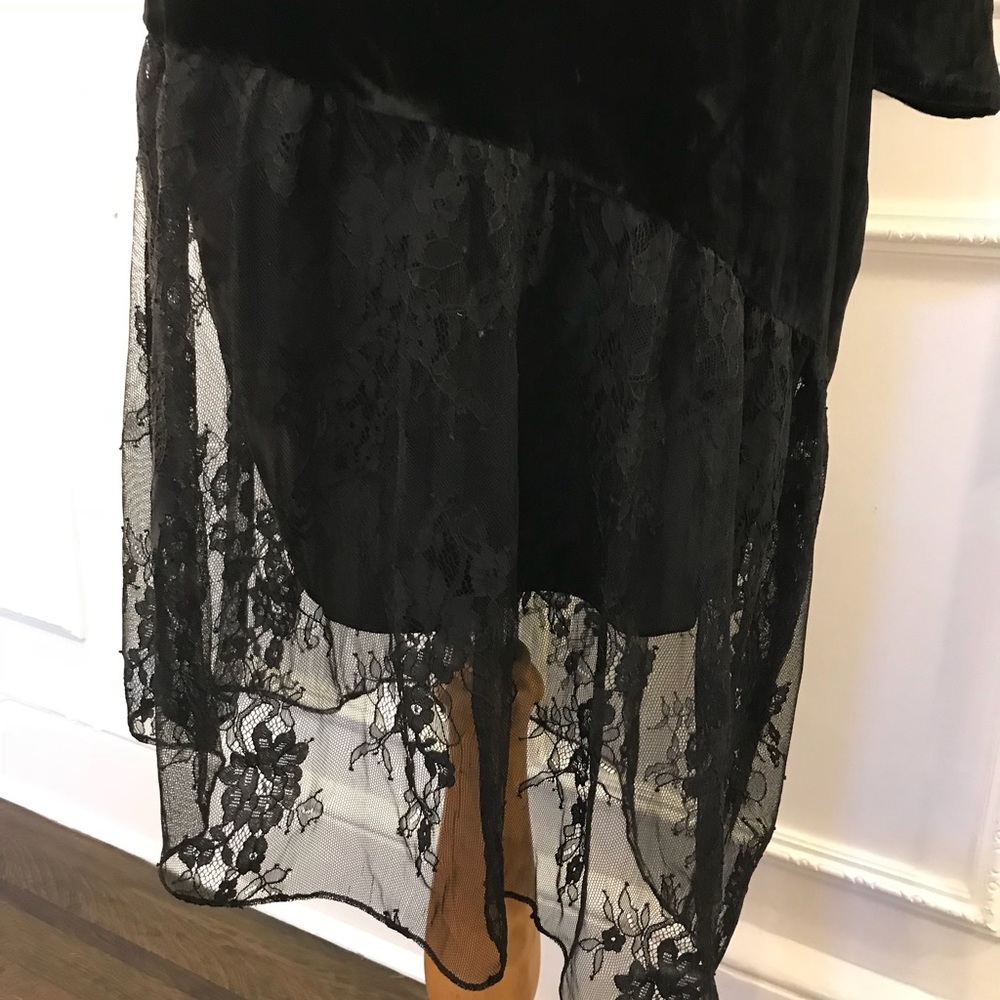 NWOT Parker Black Velvet And Lace Asymmetric Dress - Picture 2 of 6