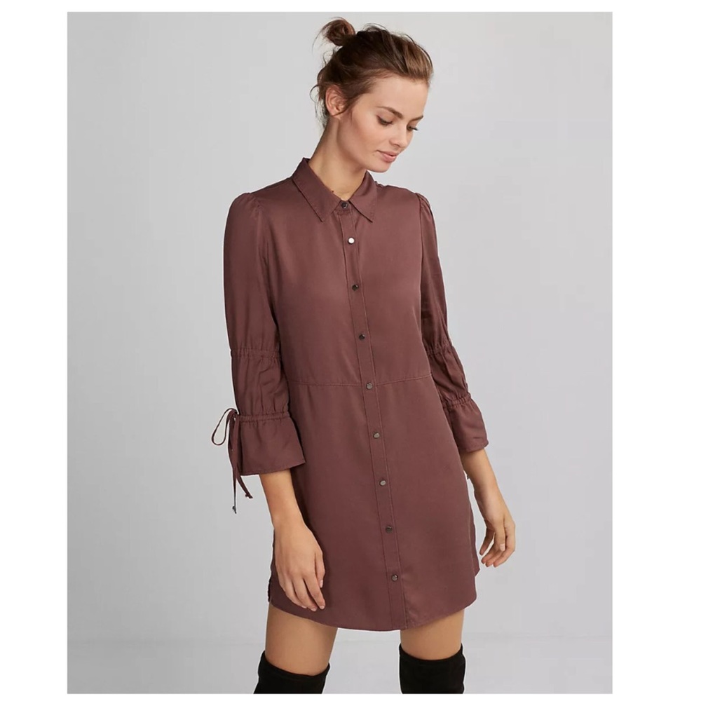 Express tiered sleeve shirt dress