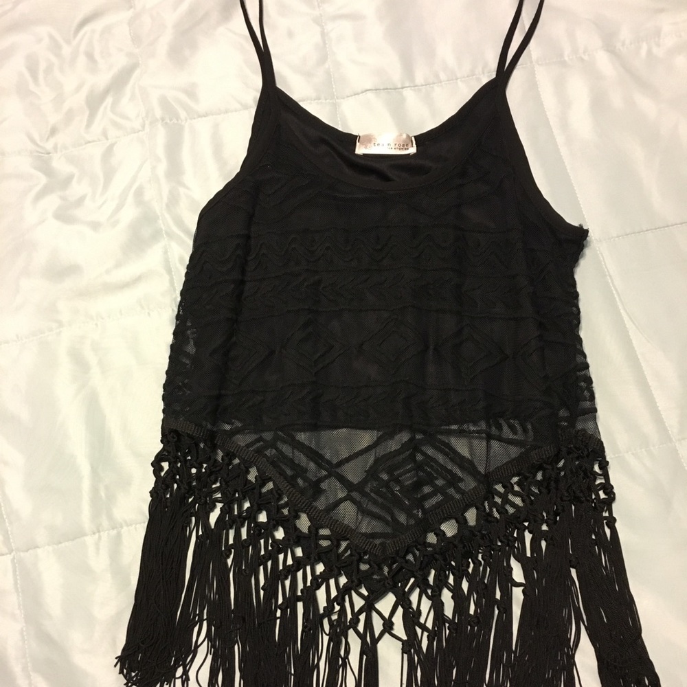 Crop fringe top