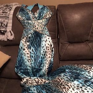 Teal and sequin prom dress