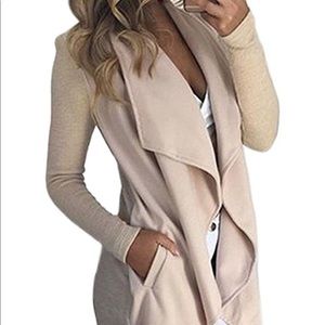 Lightweight woven wrap cardigan lapel pocket coat