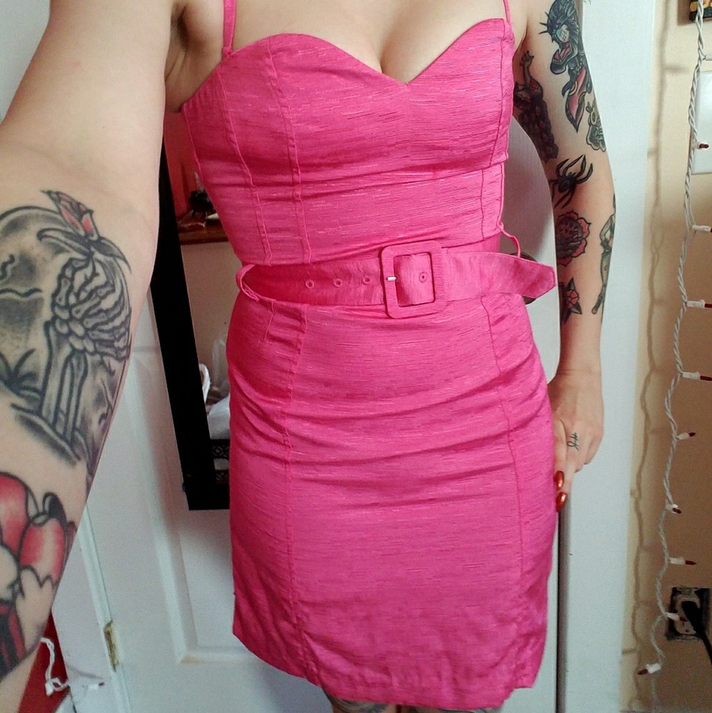 H&M Hot Pink Belted Dress