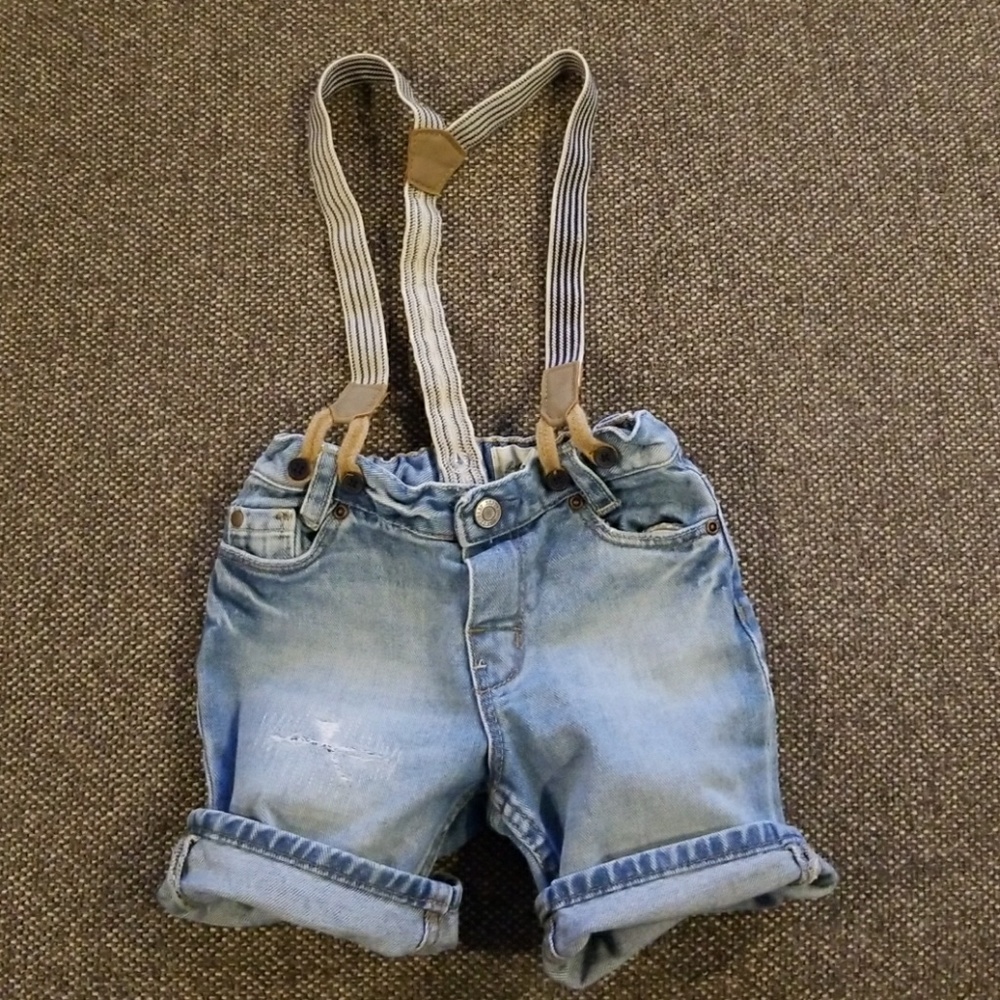 H&M jean suspender shorts
