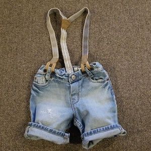 H&M jean suspender shorts