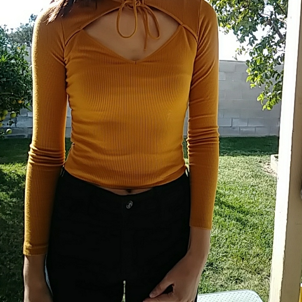 Long sleeve mustard crop top from Forever 21