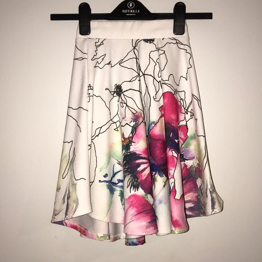 Multi colored flower skater style skirt