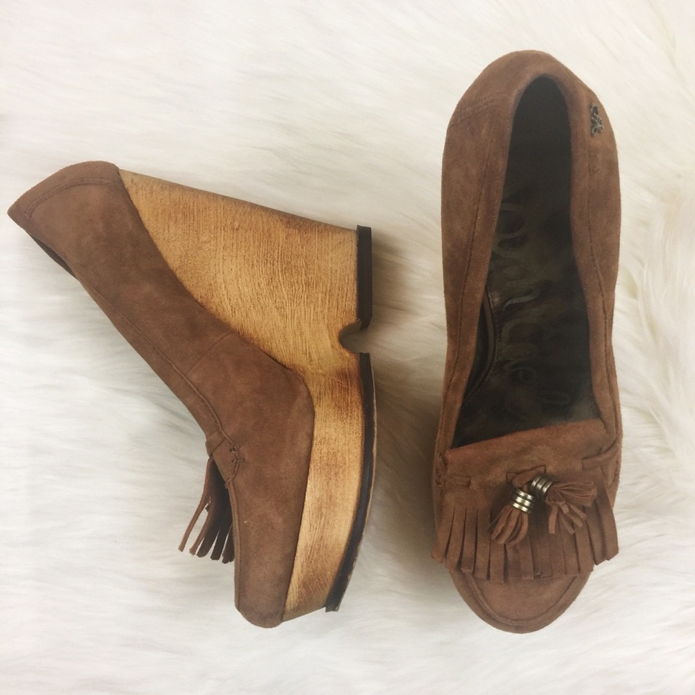 Sam Eldelman Wesley Oxford Suede Fringe Shoe 10M