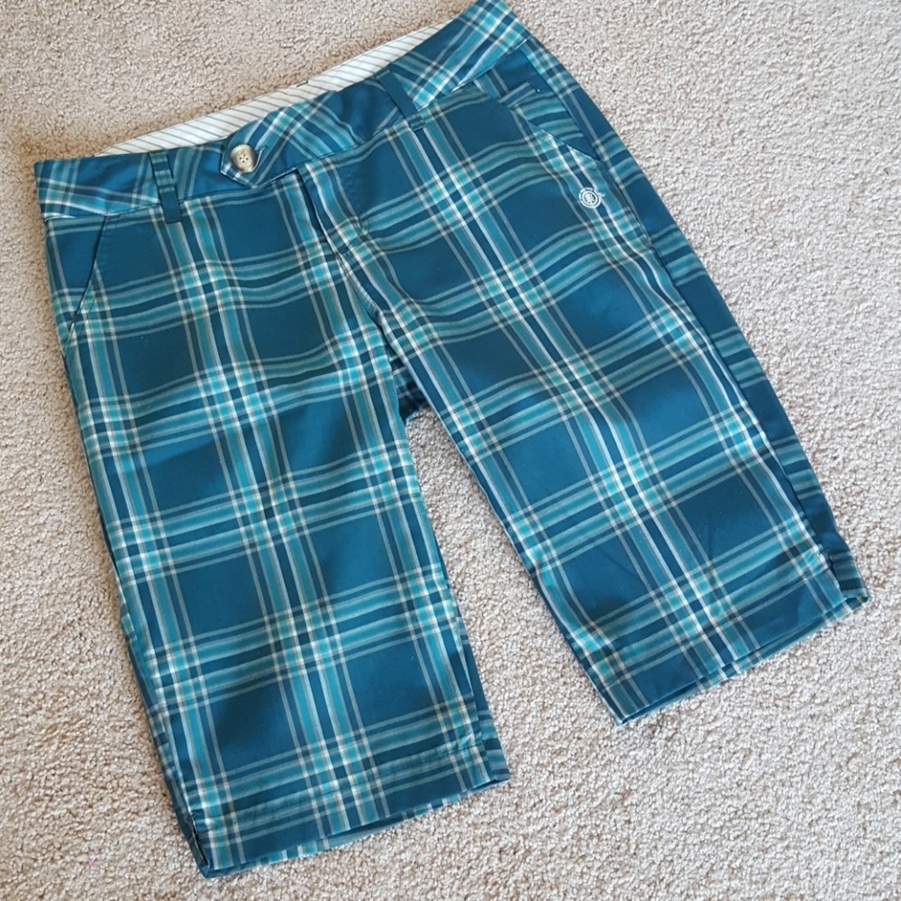 ELEMENT ▪ Teal Plaid Bermuda Shorts, Like new
