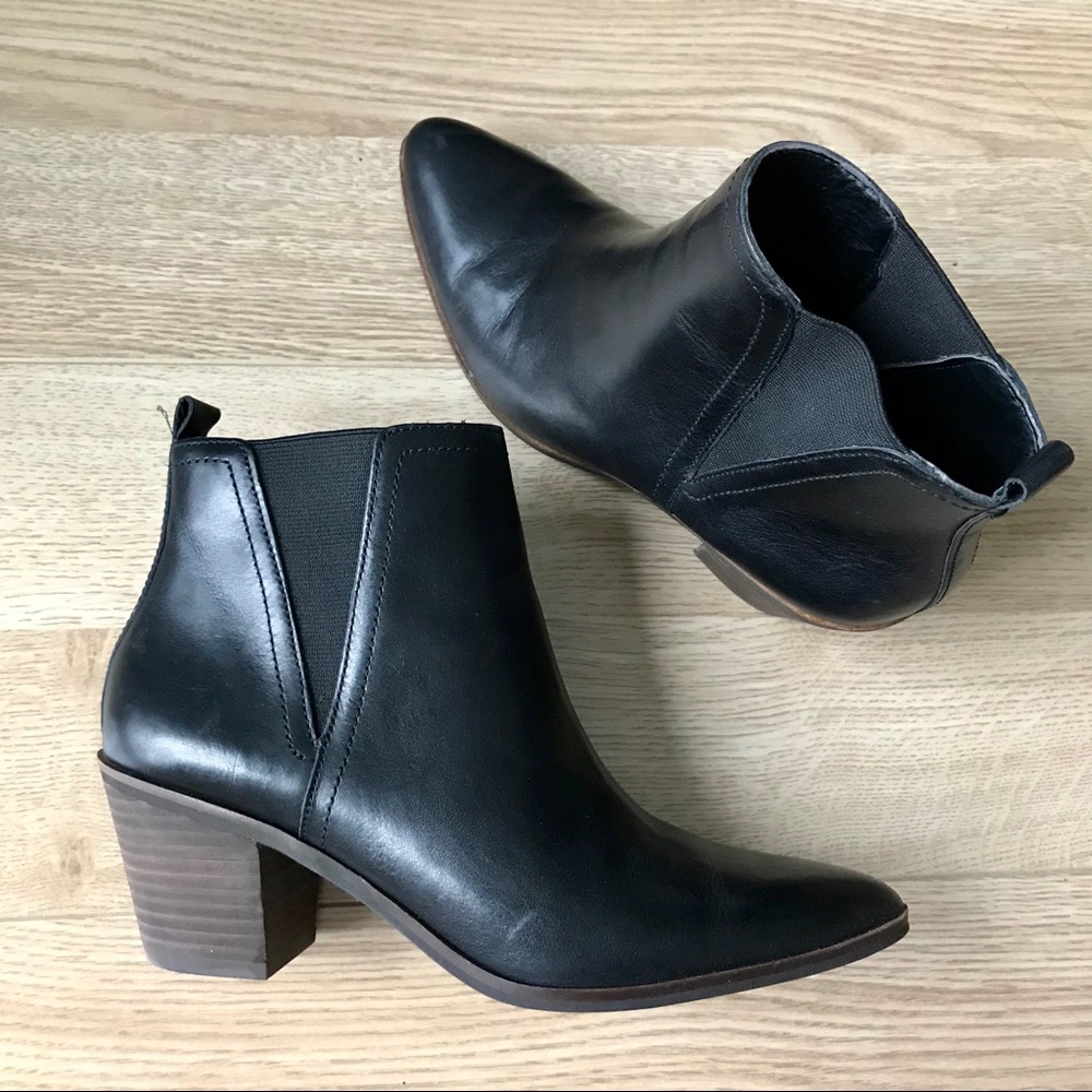 Leather Pointy Toe Chelsea Booties 🍂