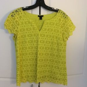 J. Crew neon eyelet top