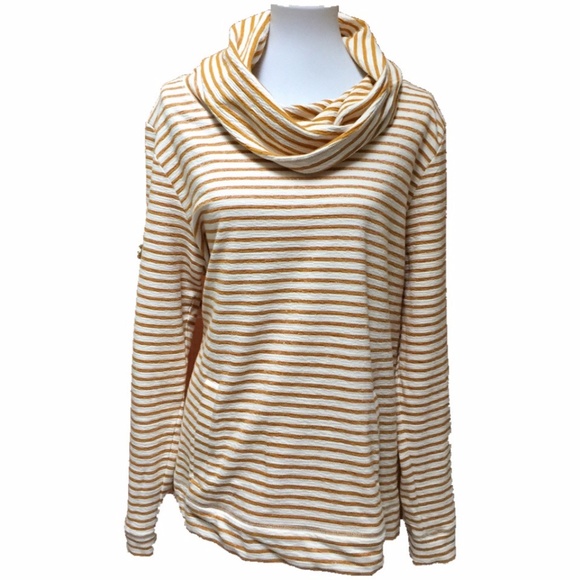 J. Crew Factory Sweaters - J. Crew Factory Gold Metallic Striped Cowl Top