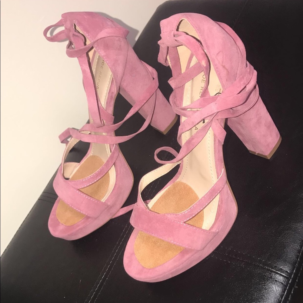 Lace up pink heels