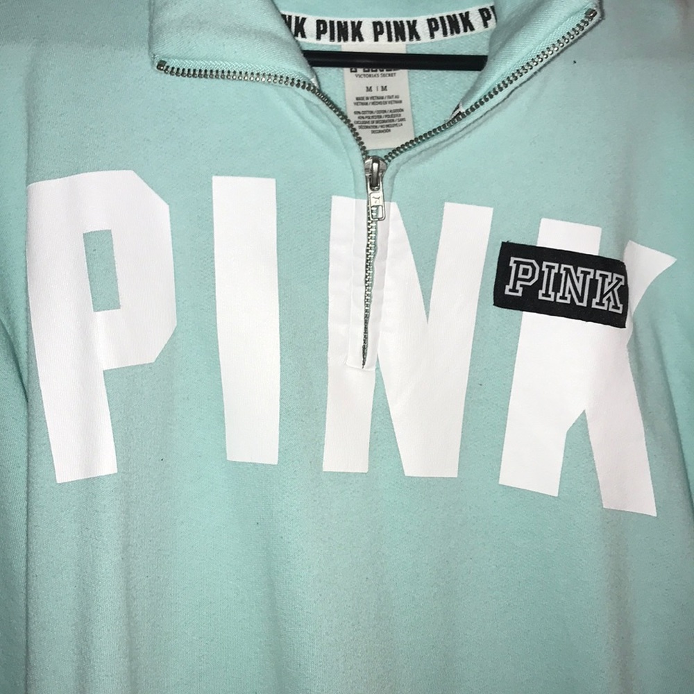 Baby Blue Quarter Zip Pink sweatshirt!