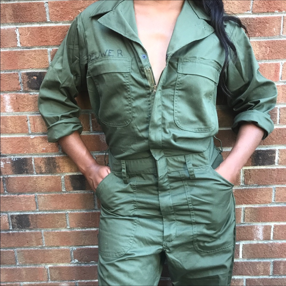 Military green jumpsuit