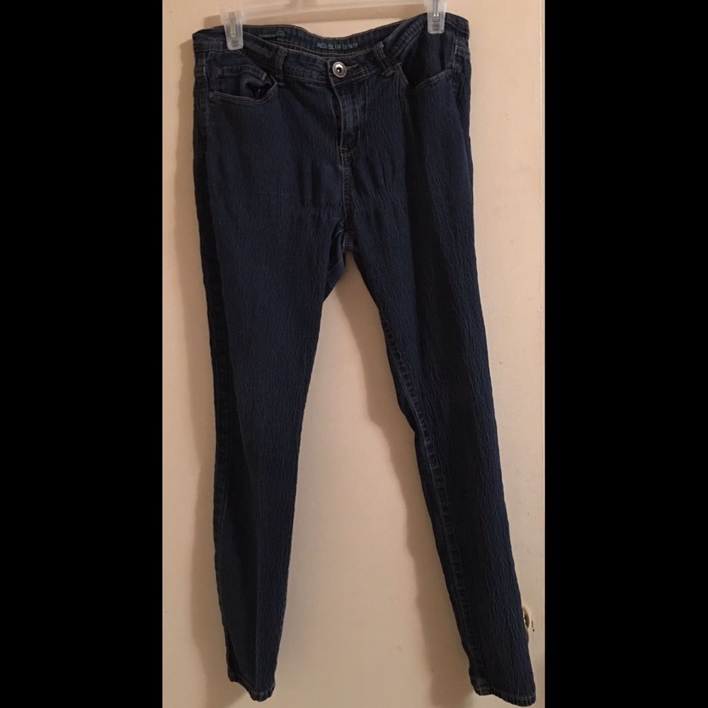 Women's Red Blue Denim Skinny Jeans (11/12)